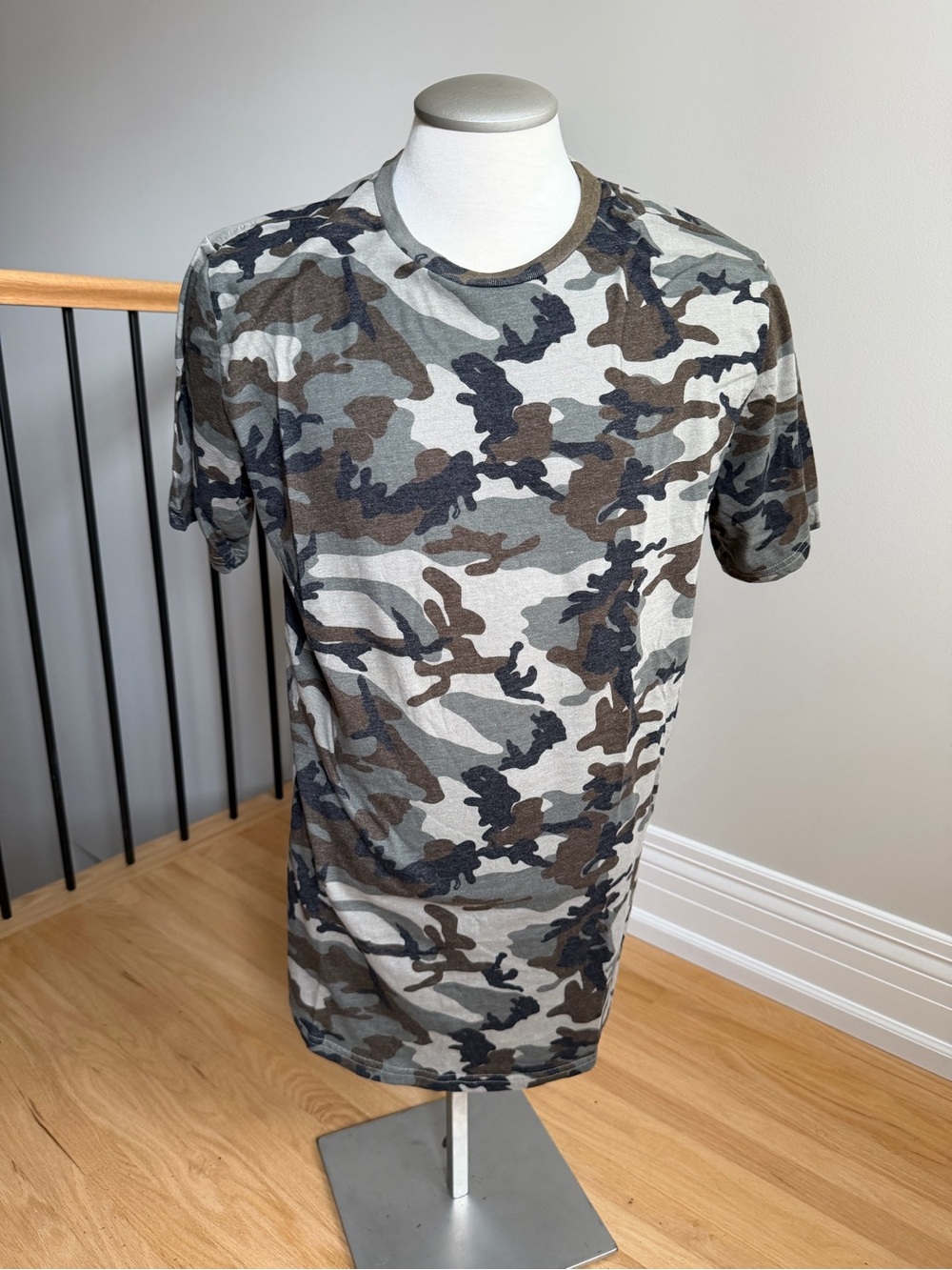 PacSun Men's Short Sleeve Camouflage Tee - Gray & Brown